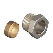 Ecrou+bague serrage pour tube cuivre et acier 