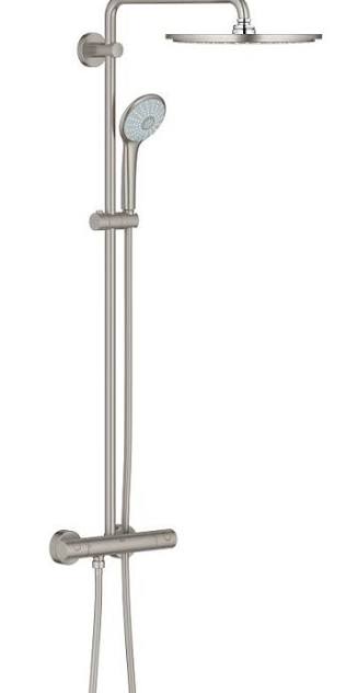 COL DOUCHE EUPHORIA 310 THERMOST RONDE INOX BROSSE