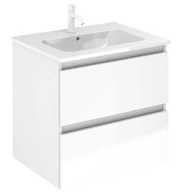 ENS MEUBLE BAS ECOPRO 80 2P BLANC BRILLANT AVEC PLAN