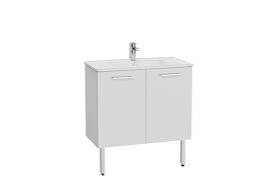 ENS MEUBLE MIA 2P L80 BLANC AVEC PLAN CERAM PIEDS CHRO